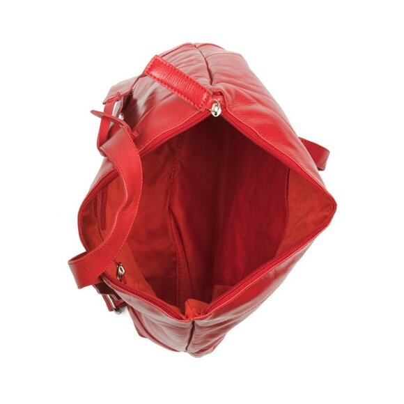 TANO Made In Italy Red Leather Large Top Handle Backpack With Front Pocket - Picture 3 of 4